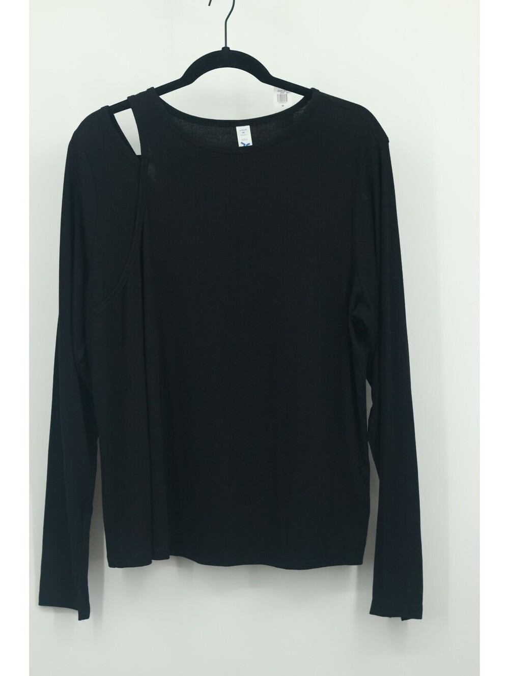 Old Navy Women's Long Sleeve Black Ultralite Rib Knit Asymmetric Cutout Top 2X